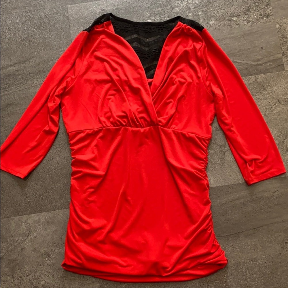 Torrid SEXY fire engine red top with lacy back😍